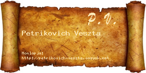 Petrikovich Veszta névjegykártya